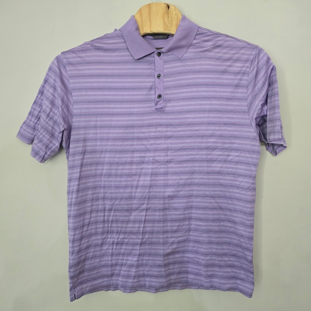 Nike Tiger Woods Collection Purple Striped Mercerized Cotton Golf Polo Mens XL - Picture 2 of 7